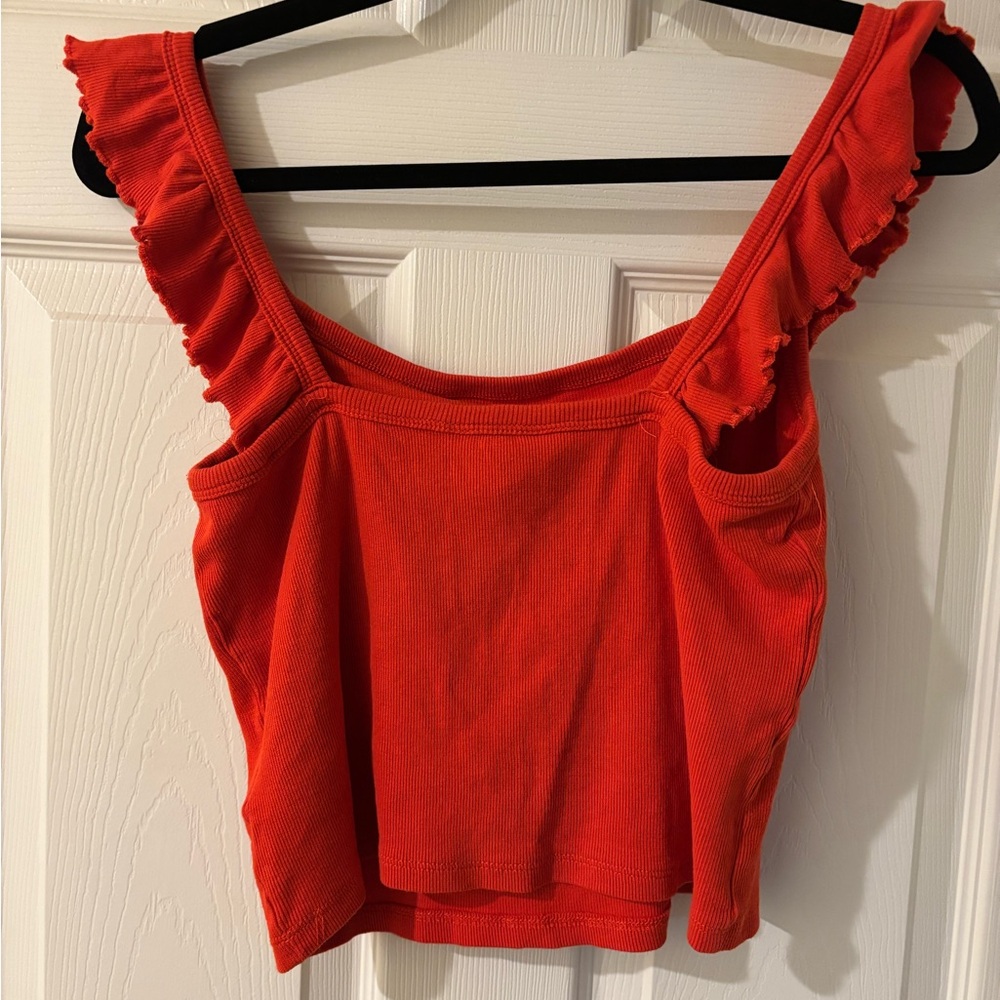 Brave Soul London Ruffle Shoulder Fiesta Red Tank Top Small - Picture 3 of 7